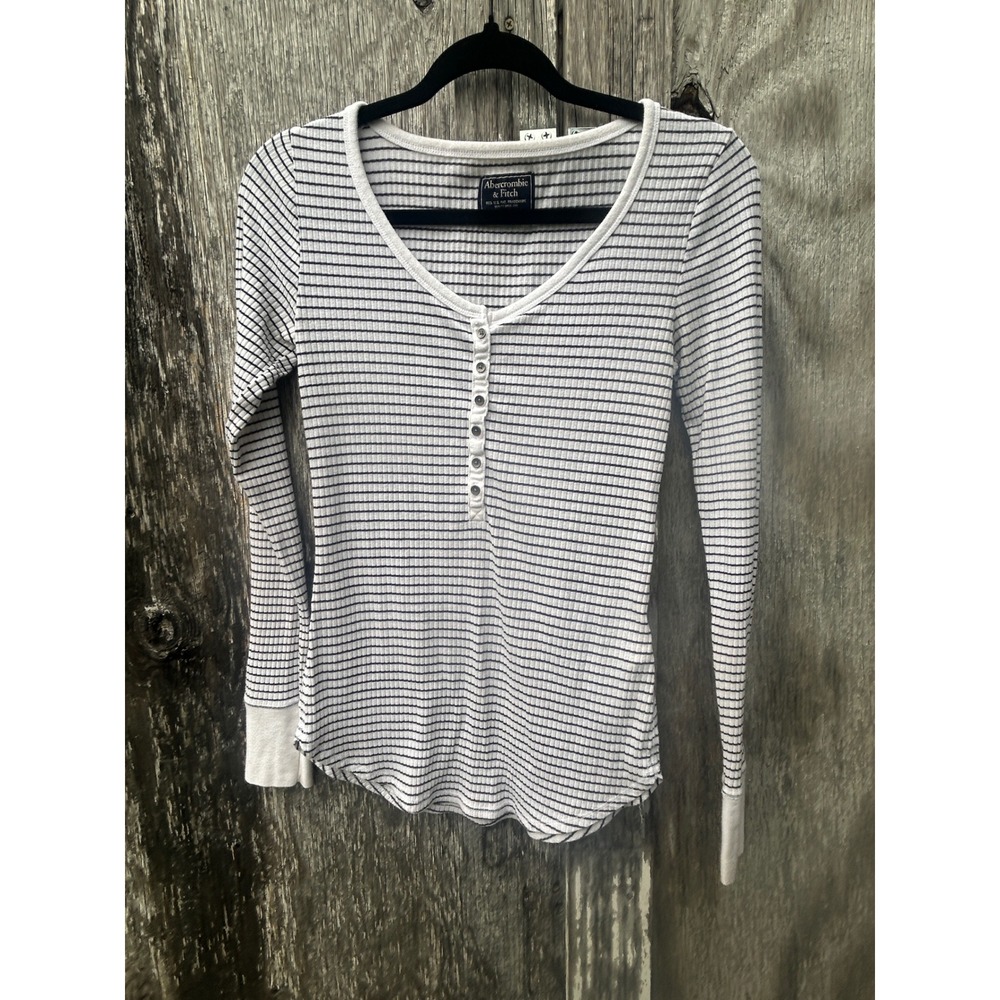 Abercrombie Henley Bella Swan Coastal Stripe Y2K Casual Waffle Knit Indie Sleaze